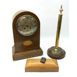 Ogden of Harrogate walnut cased mantel clock with silvered roman dial