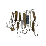 Brass fronted and other spring balance scales including Salter's etc