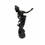 Late 20th century bronze figure modelled as a female figure upon a naturalistically modelled base