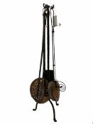 Wrought iron companion stand with roaster