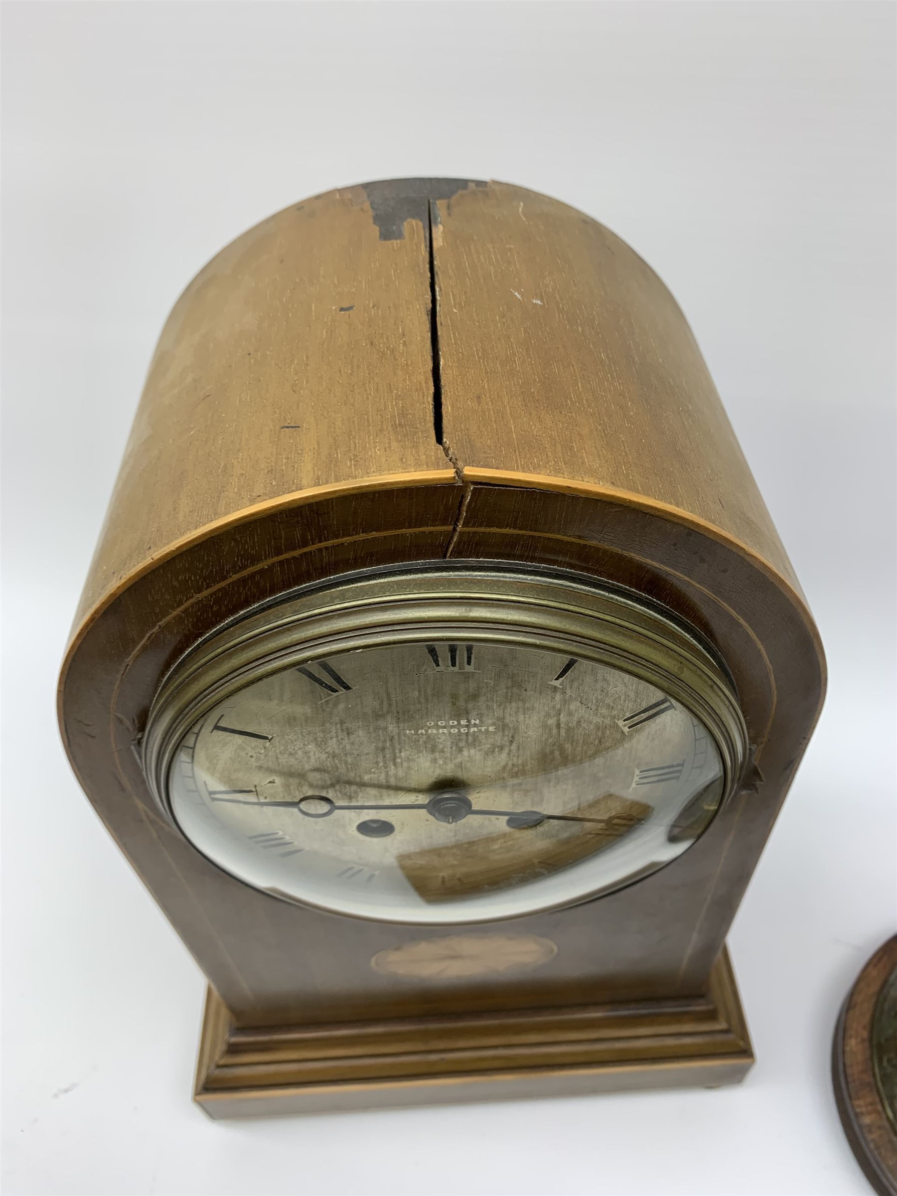 Ogden of Harrogate walnut cased mantel clock with silvered roman dial - Image 2 of 6