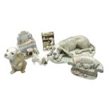 Nao figure of a recumbent dog and a quantity other ceramic dog figures