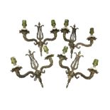 Set of four gilt metal wall sconces