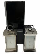 Pair of chrome slim carriage clocks