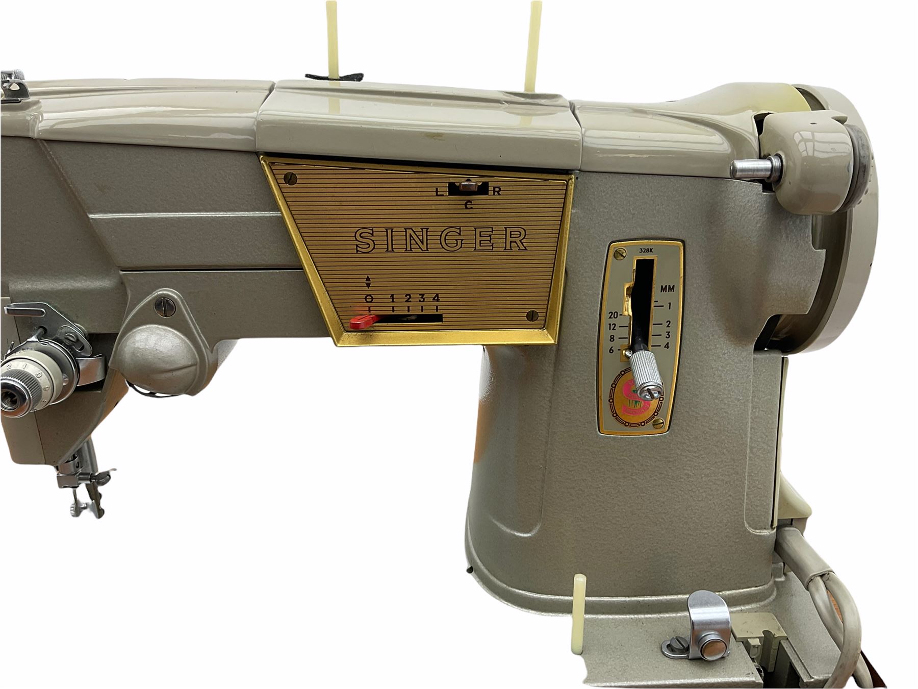 Singer electric sewing machine in teak worktable - Image 4 of 4