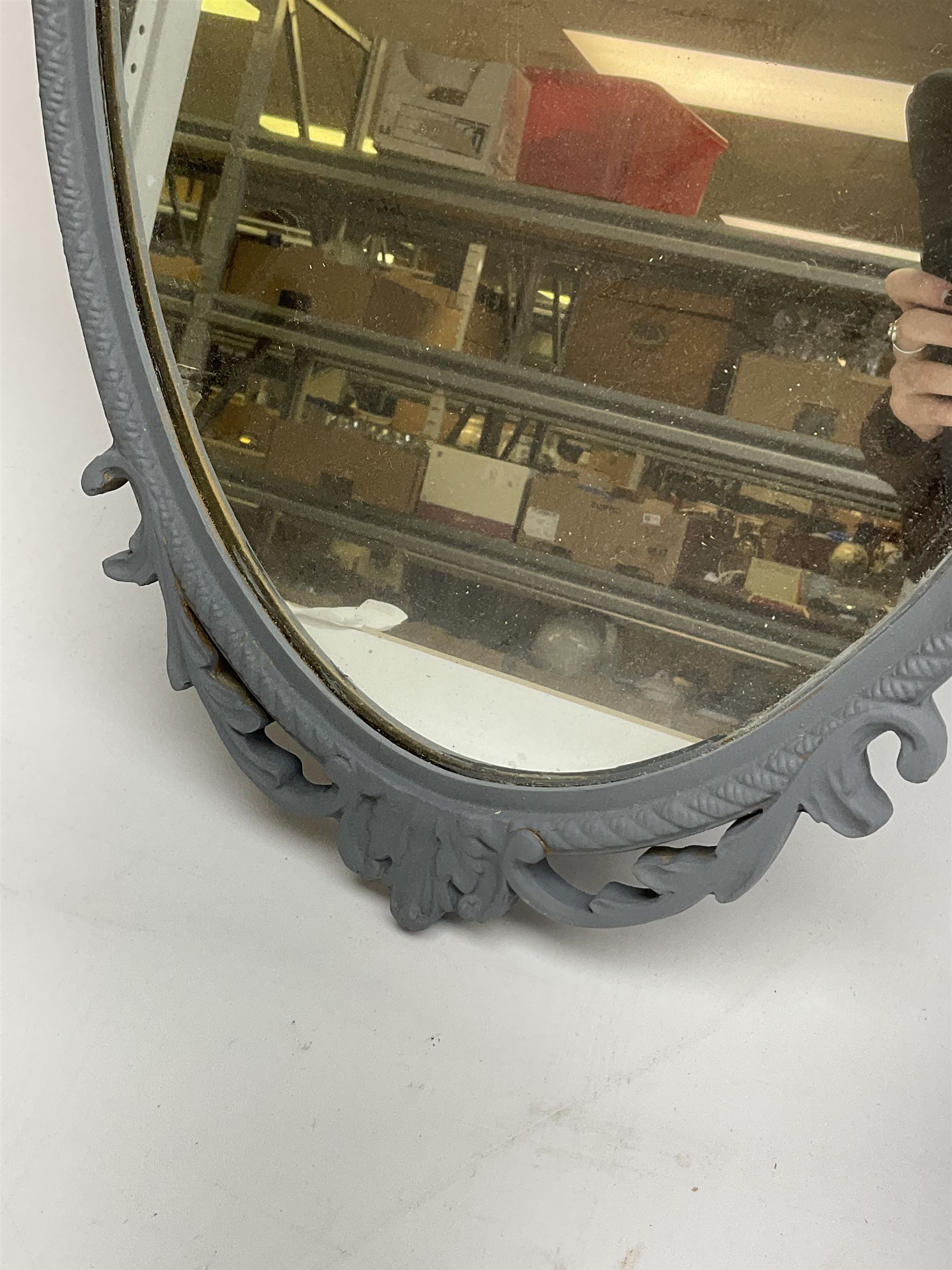 Oval ornate grey mirror - Image 3 of 3