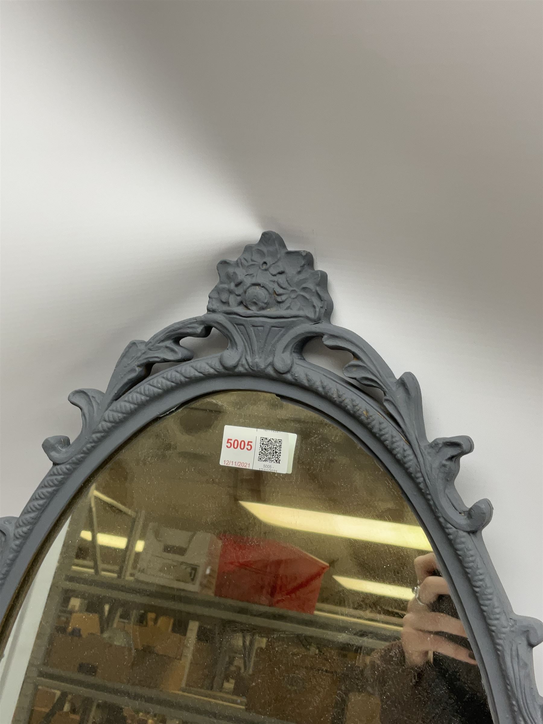 Oval ornate grey mirror - Image 2 of 3