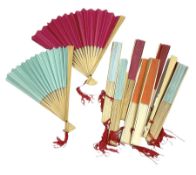 Ten bamboo and paper fans