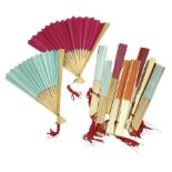 Ten bamboo and paper fans