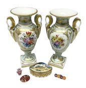 Pair of Limogues empire style vases with flower decor