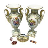 Pair of Limogues empire style vases with flower decor