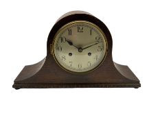 German 8-day mantle clock in an oak veneered case