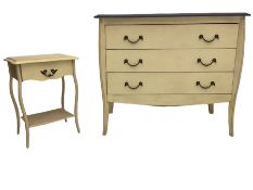 French style cream three drawer chest and bedside chest