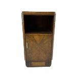 Early to mid 20th century Art Deco walnut bedside cupboard (W36cm