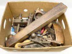 Vintage woodworking tools to include wooden planes