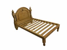 Traditional polished pine double bedstead