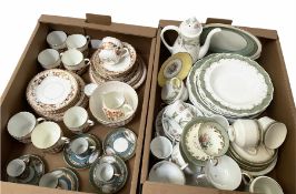 Quantity of tea and dinner waters to include Aynsley 'Gretna' pattern teacups and saucers and jug