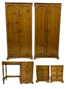 Two modern pine double wardrobes