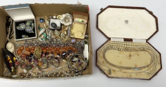 Collection of Vintage and later costume jewellery including marcasite set