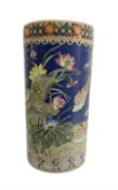 Oriental ceramic umbrella stand of cylindrical form