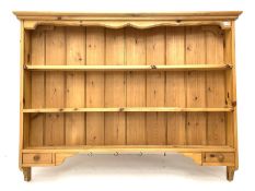 Solid pine plate rack with two spice drawers