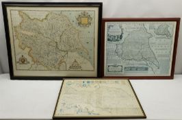 Three reproduction maps of North Yorkshire after Saxton