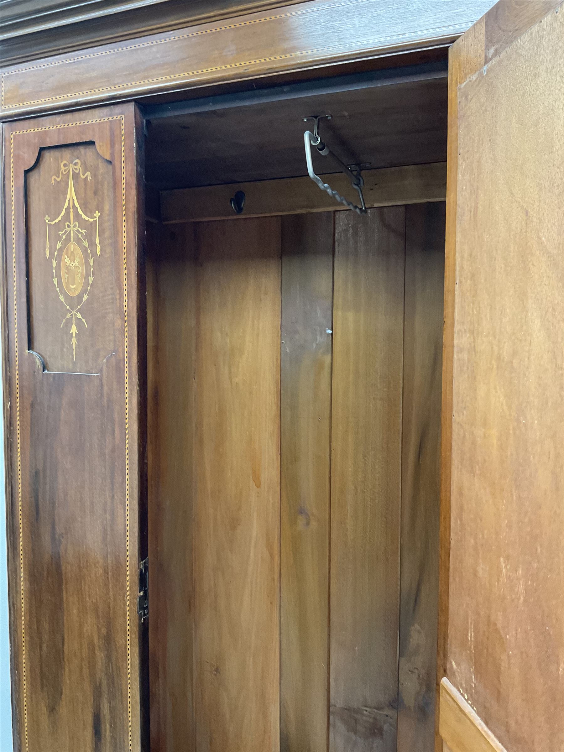 Edwardian inlaid mahogany wardrobe - Image 3 of 5