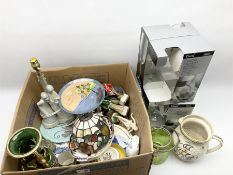 Collection of ceramics and a set of seven wine glasses