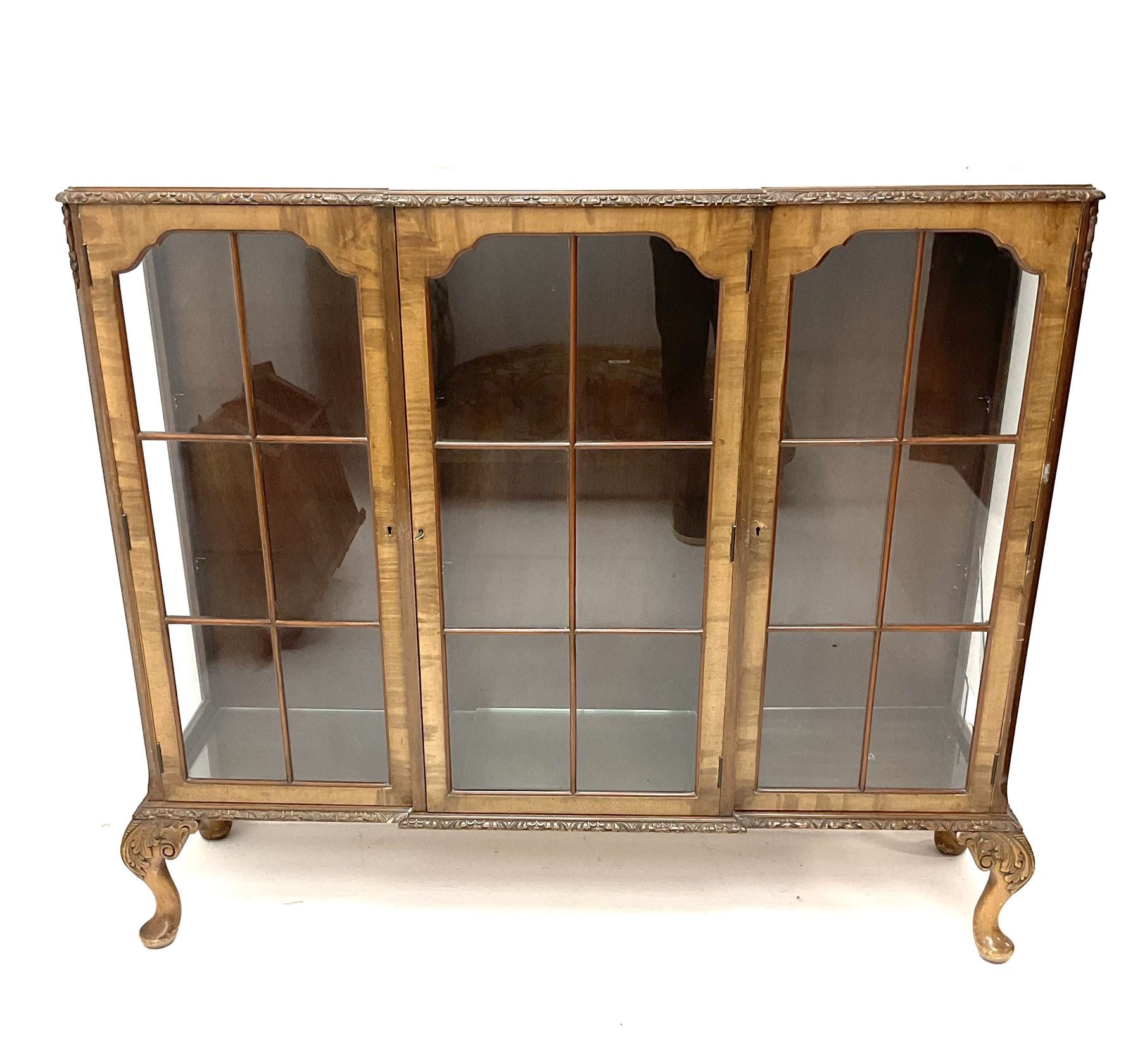 Mid 20th century mahogany triple display cabinet