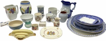 A collection of ceramics including a Burleigh ware blue and white vase