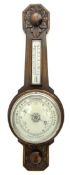 Early 20th century carved oak cased barometer