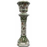 Capodimonte planter on stand with floral decoration