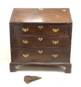 Georgian oak bureau fitted with fall front revealing fitted interior