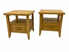 Pair beech bedside tables with drawers