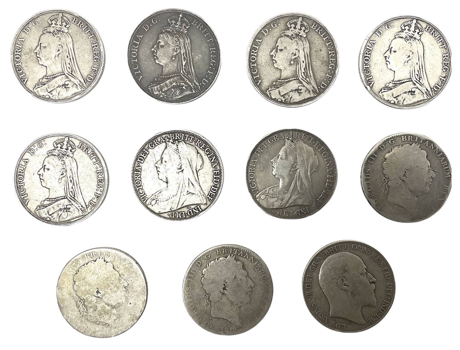 Eleven Great British crown coins
