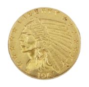 United States of America 1914 gold two and a half dollars coin