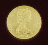 Queen Elizabeth II Isle of Man 1980 gold proof 'Queen Mother Crown' coin