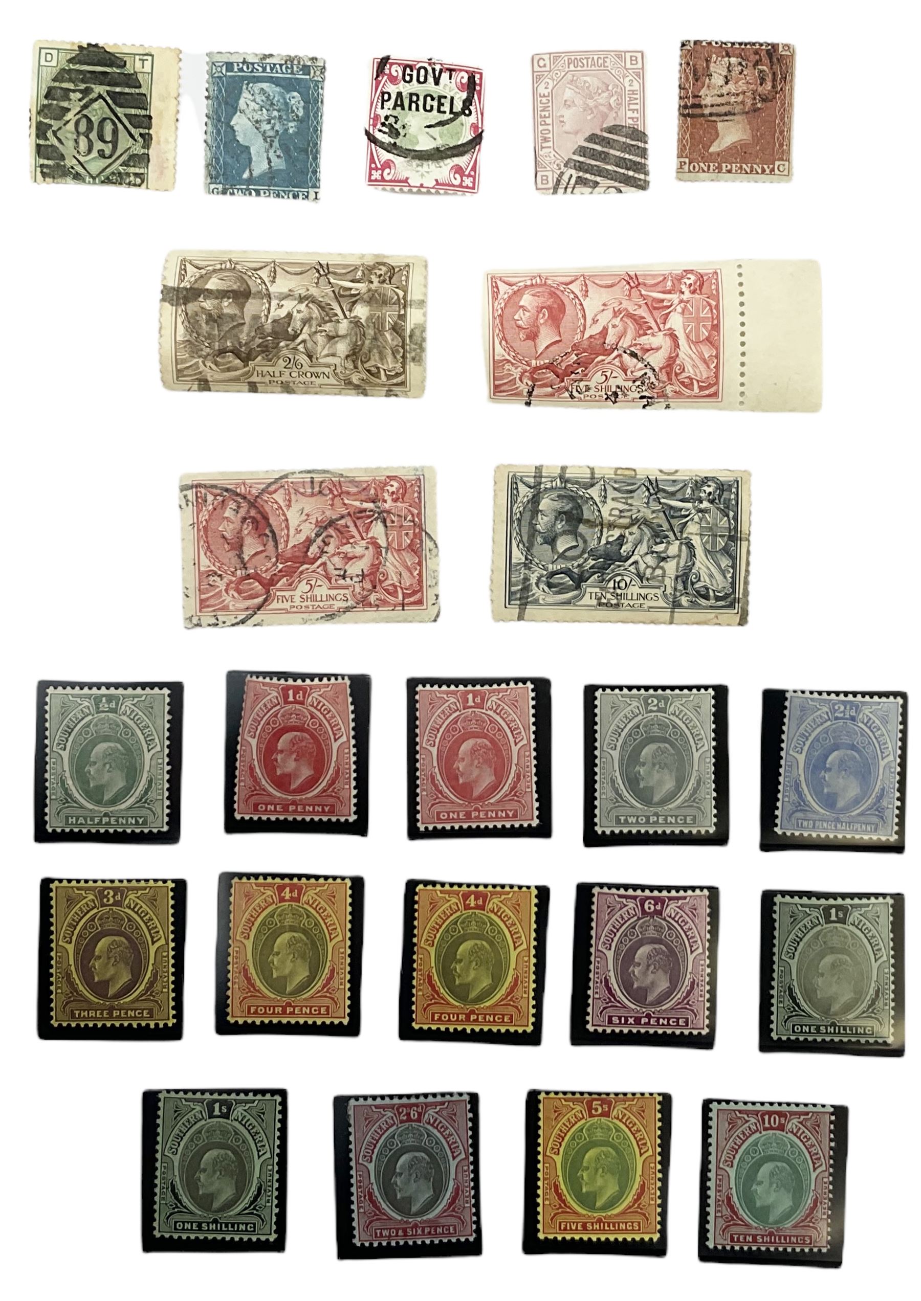 Stamps including various King Edward VII Sothern Nigeria values