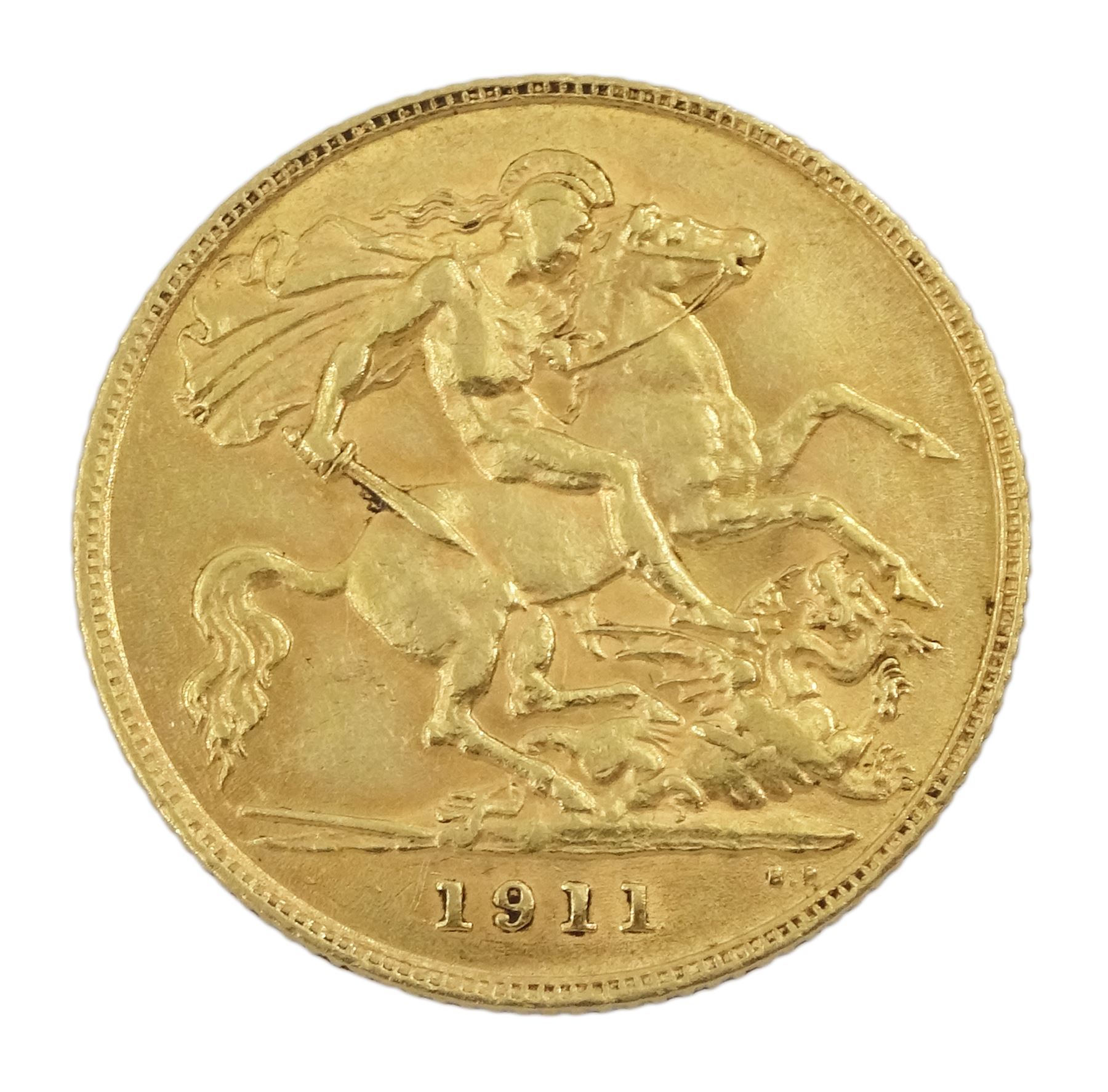 King George V 1911 gold half sovereign coin - Image 2 of 2