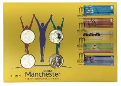 The Royal Mint 2002 Manchester Commonwealth Games four coin two pound coin cover