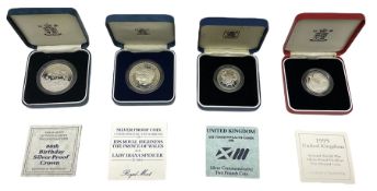 Four The Royal Mint United Kingdom silver proof coins