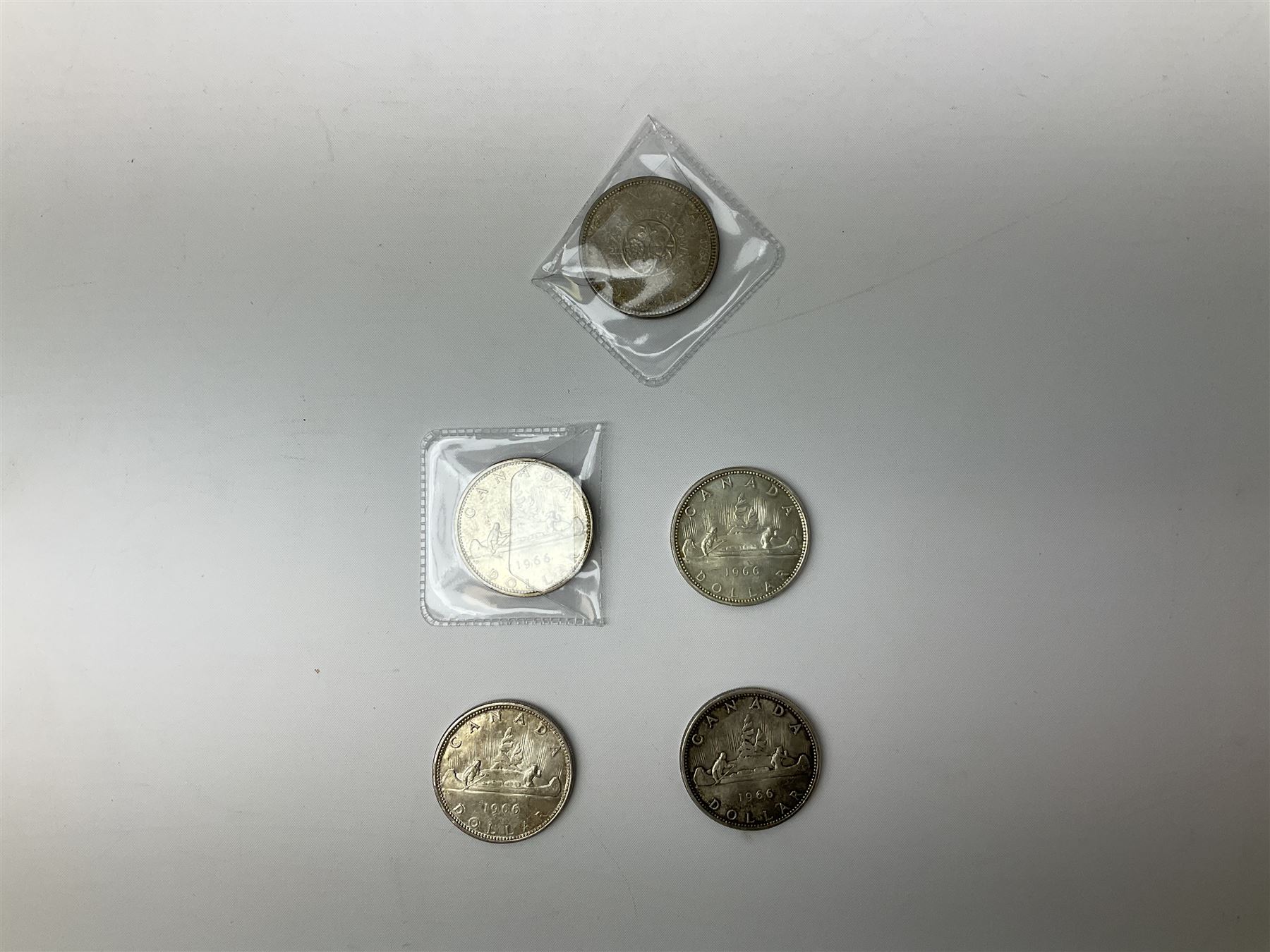 Canadian coinage including Queen Elizabeth II 1964 and four 1966 dollars - Image 3 of 10