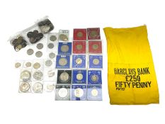 Coins including Great British commemorative crowns