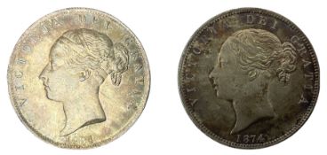 Two Queen Victoria half crown coins