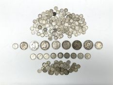 Approximately 400 grams of pre 1920 Great British silver coins including four Queen Victoria crowns