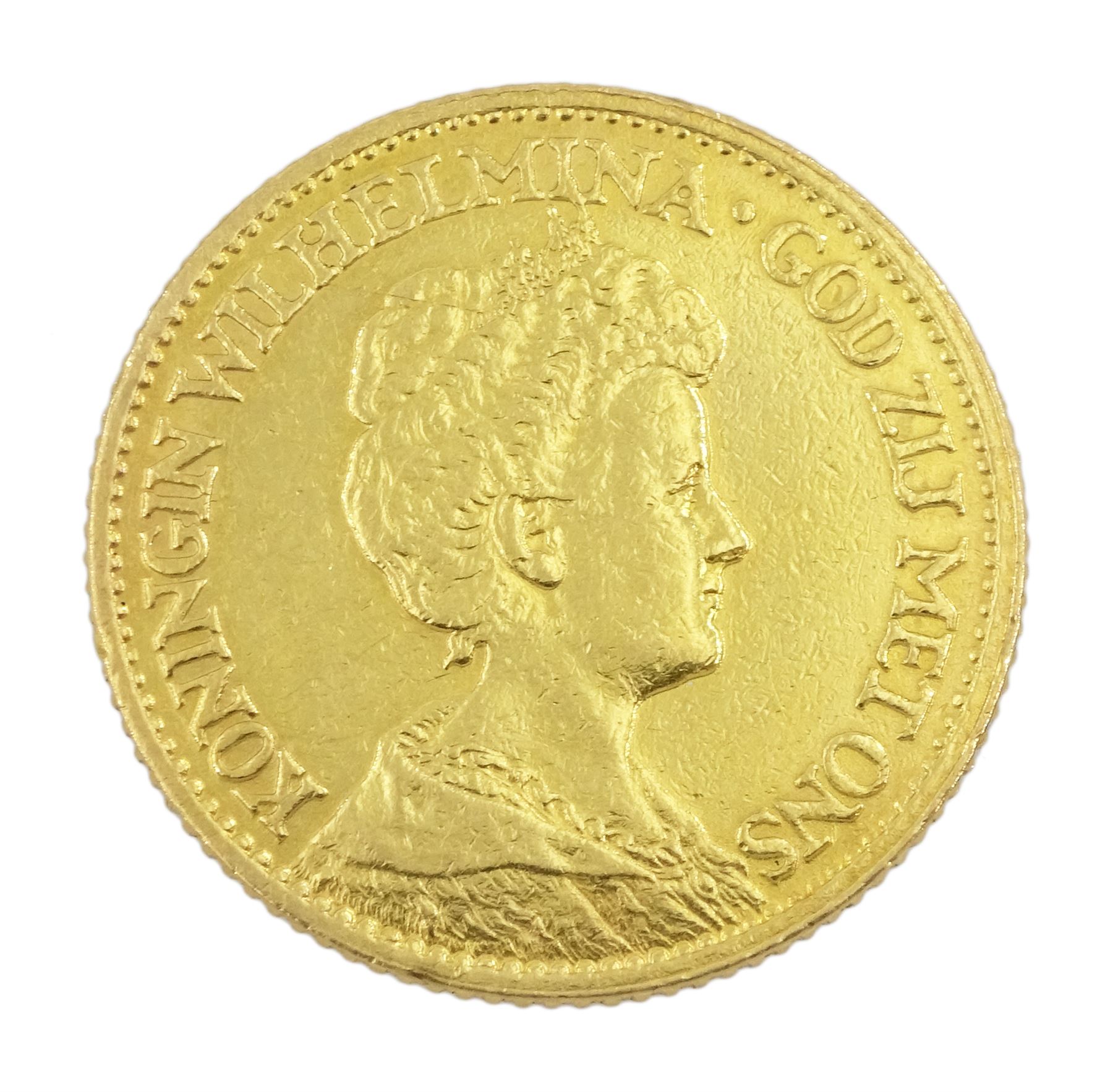 Netherlands 1911 gold ten guilders coin