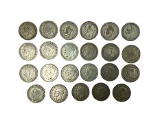 Twenty-three Great British pre 1947 silver half crown coins