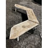 Country pine shaped bench/potting table - THIS LOT IS TO BE COLLECTED BY APPOINTMENT FROM DUGGLEBY S