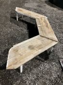 Country pine shaped bench/potting table - THIS LOT IS TO BE COLLECTED BY APPOINTMENT FROM DUGGLEBY S