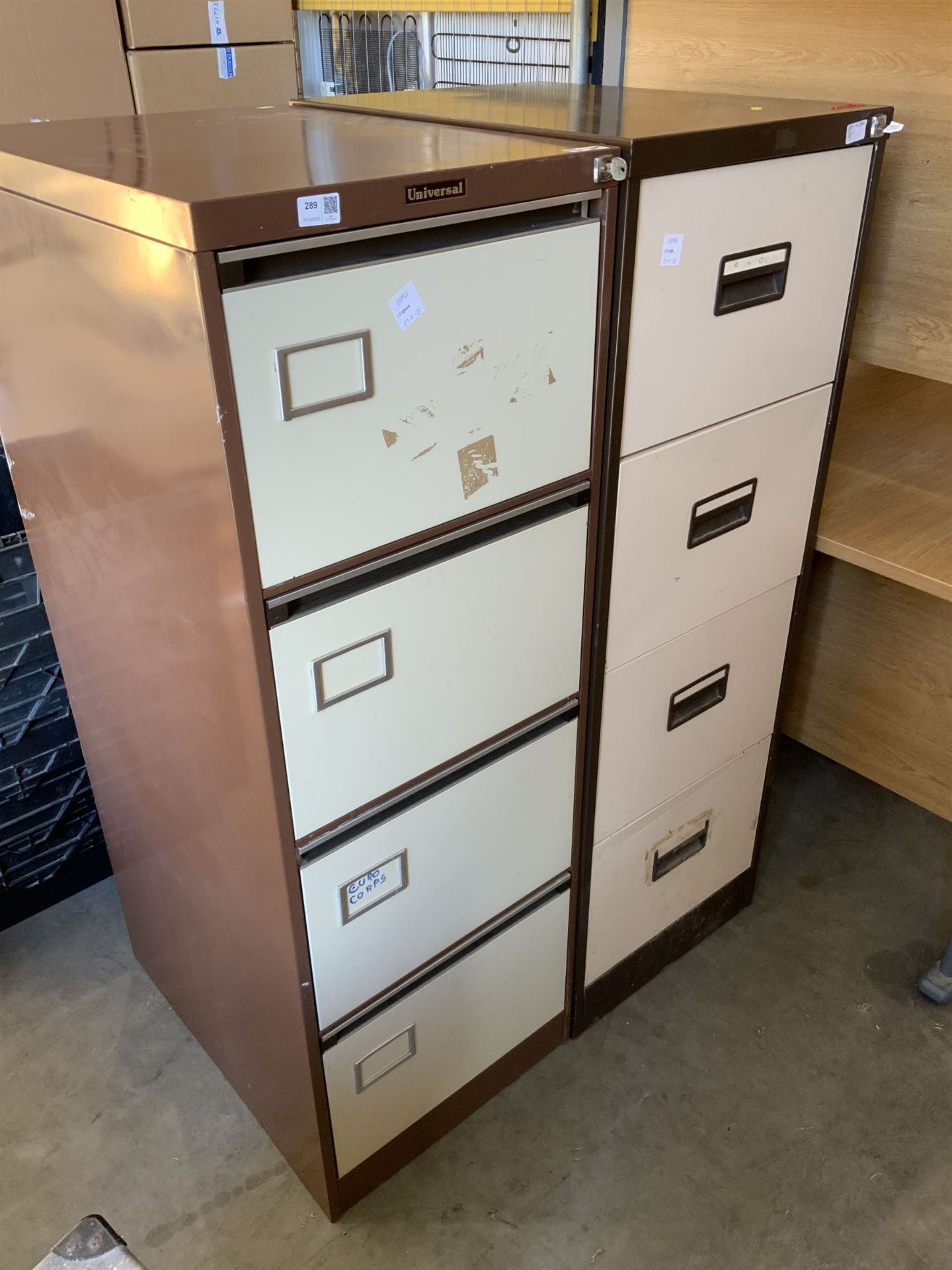 Two four drawer metal filing cabinets - THIS LOT IS TO BE COLLECTED BY APPOINTMENT FROM DUGGLEBY STO